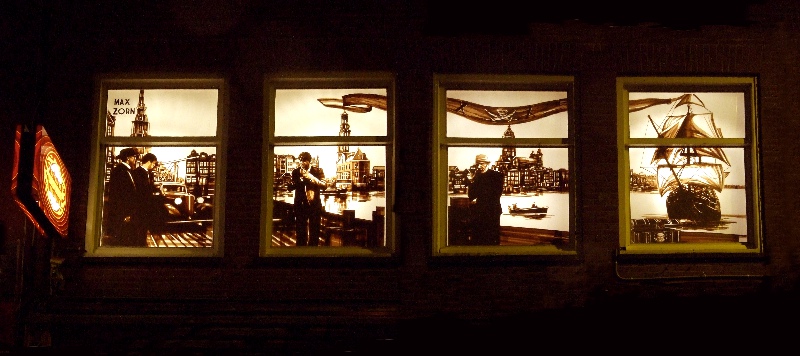 Max Zorn, tape art Amsterdam, de dampkring coffeeshop